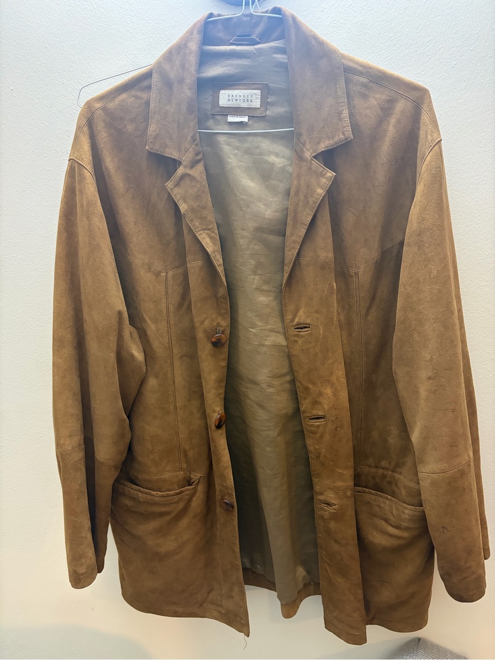 Barneys New York Brown Suede Shirt Jacket